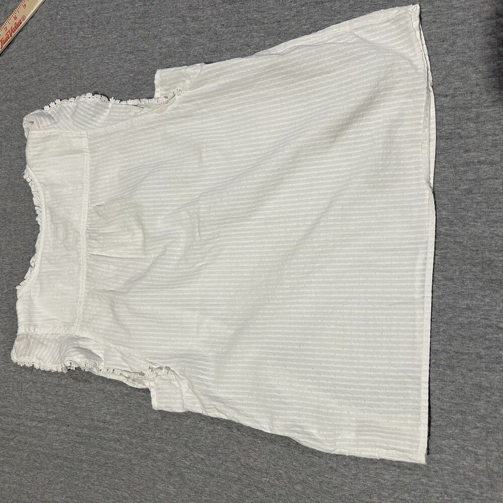 J.CREW 100% Cotton White Ruffle Sleeve Striped, Polka Dot Top Women’s M - Picture 6 of 6